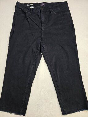 Nydj Black Capri Jeans Lift Tuck Technology Denim Size 14 Womens